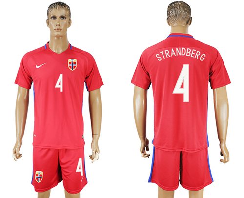 Norway #4 Strandberg Home Soccer Country Jersey
